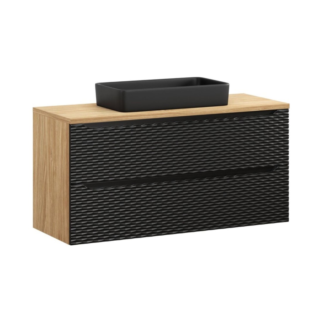 Ensemble meuble sous vasque, plan vasque et vasque à poser YOKA noir 120cm