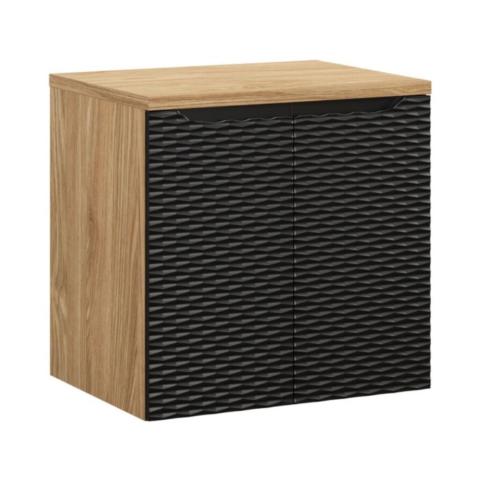 Ensemble meuble sous vasque à placards et plan vasque YOKA noir 60cm