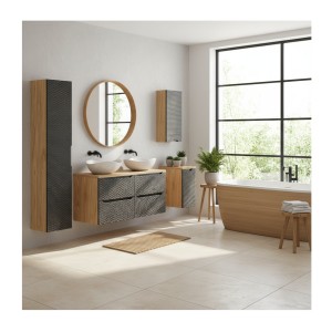 Ensemble complet de salle de bain YOKA noir mis en situation