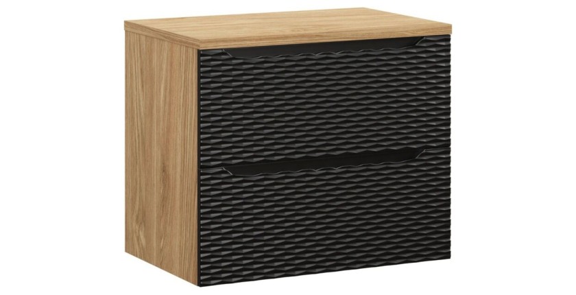 Ensemble meuble sous vasque et plan vasque YOKA noir 70cm