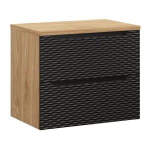 Ensemble meuble sous vasque et plan vasque YOKA noir 70cm