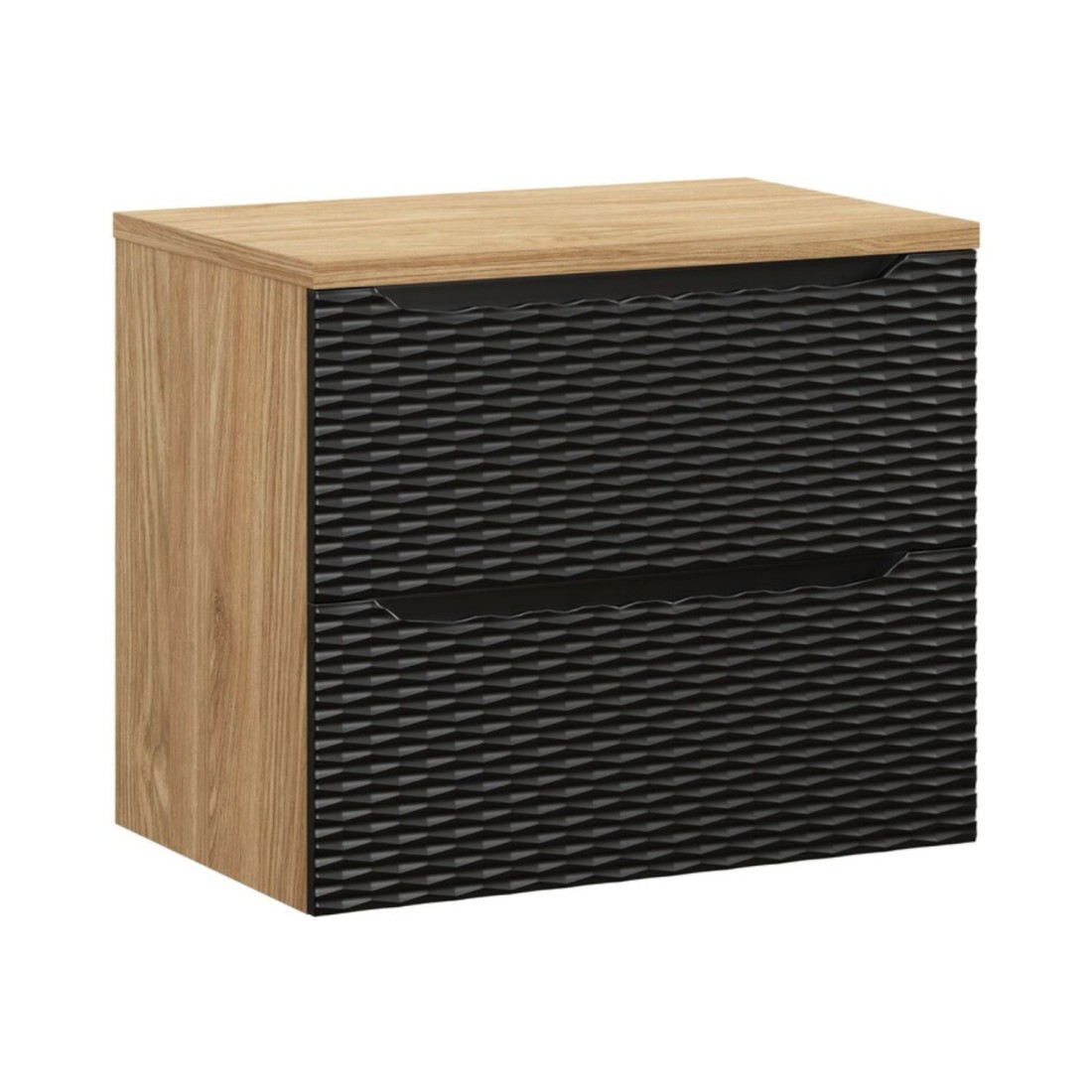 Ensemble meuble sous vasque et plan vasque YOKA noir 70cm