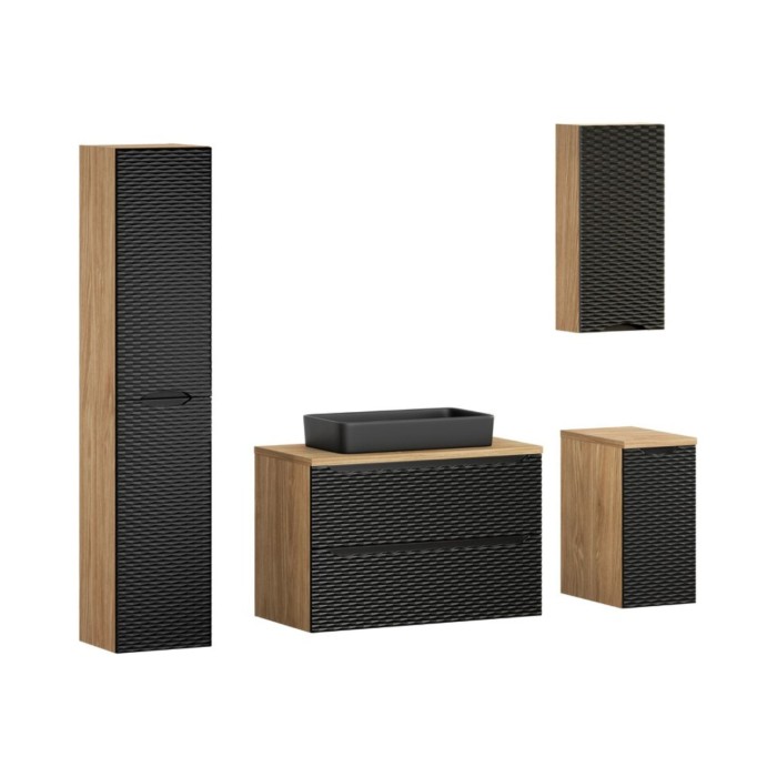 Ensemble de meubles de salle de bain avec vasque noir à poser YOKA