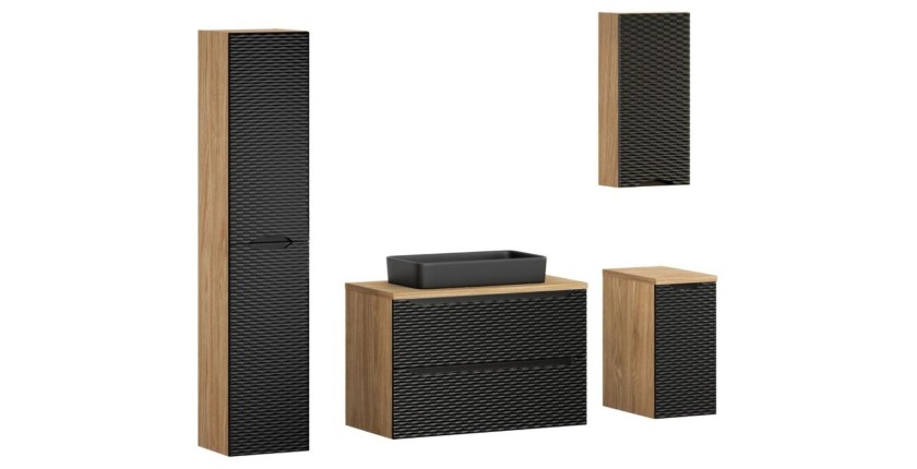 Ensemble de meubles de salle de bain avec vasque noir à poser YOKA