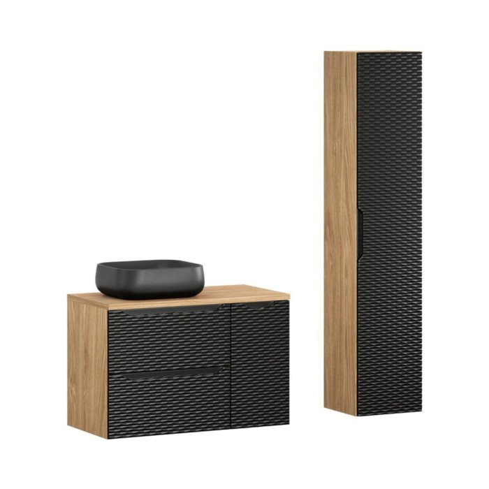 Ensemble meubles de salle de bain YOKA noir avec vasque à poser noire