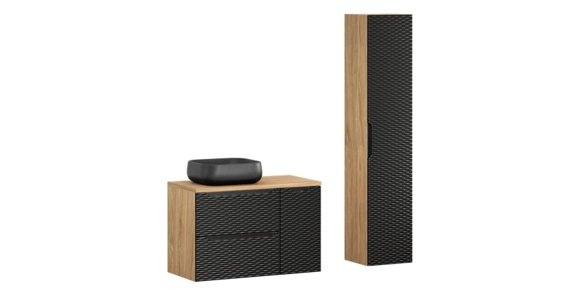 Ensemble meubles de salle de bain YOKA noir avec vasque à poser noire