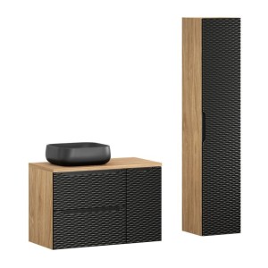 Ensemble meubles de salle de bain YOKA noir avec vasque à poser noire