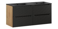Double meuble sous vasque avec double vasque encastré YOKA noir 120cm