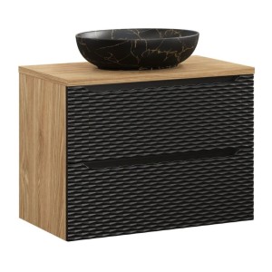 Ensemble meuble sous vasque, plateau et vasque à poser effet marbre noir YOKA 80cm