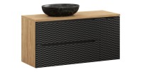 Ensemble meubles sous vasque, plateau et vasque effet marbre noir YOKA 120cm