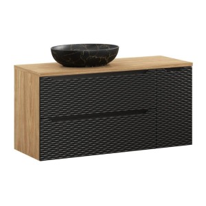 Ensemble meubles sous vasque, plateau et vasque effet marbre noir YOKA 120cm