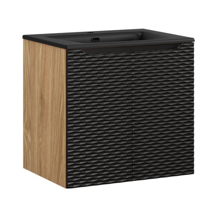 Ensemble meuble sous vasque et vasque encastrée noire YOKA 60cm