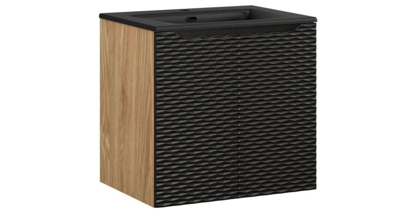 Ensemble meuble sous vasque et vasque encastrée noire YOKA 60cm