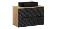 Ensemble meuble sous vasque, plateau et vasque à poser noire 90cm collection YOKA noir
