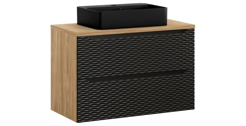 Ensemble meuble sous vasque, plateau et vasque à poser noire 90cm collection YOKA noir