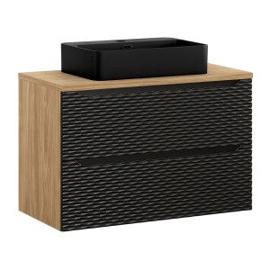 Ensemble meuble sous vasque, plateau et vasque à poser noire 90cm collection YOKA noir