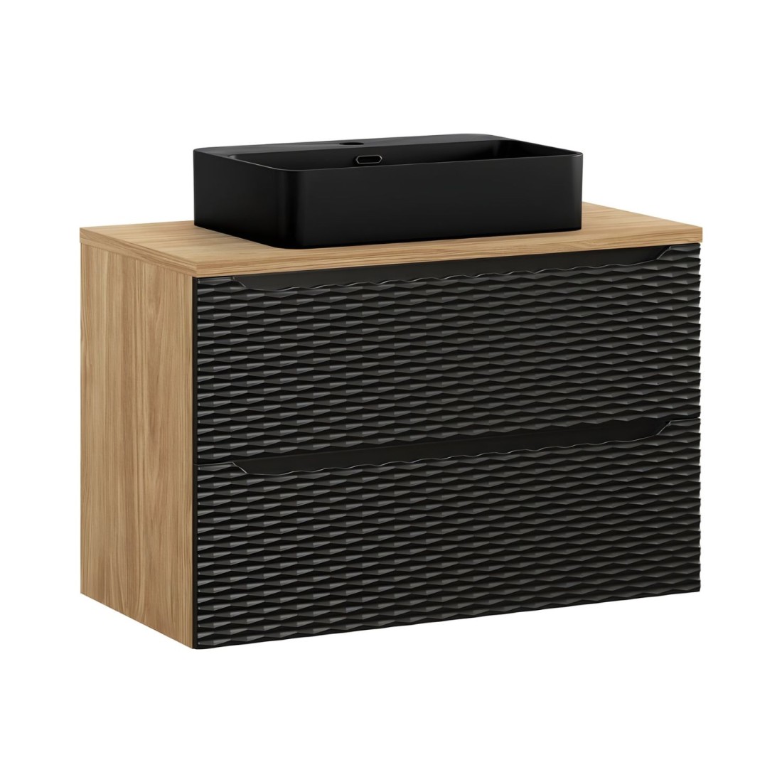 Ensemble meuble sous vasque, plateau et vasque à poser noire 90cm collection YOKA noir