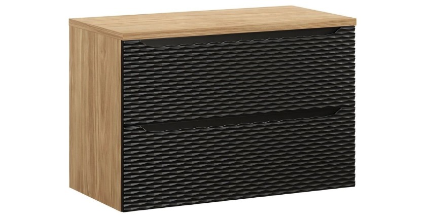 Ensemble meuble sous vasque et plateau collection YOKA noir 90cm