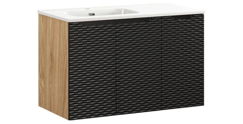 Ensemble meuble sous vasque et vasque encastrée blanche collection YOKA noir 90cm