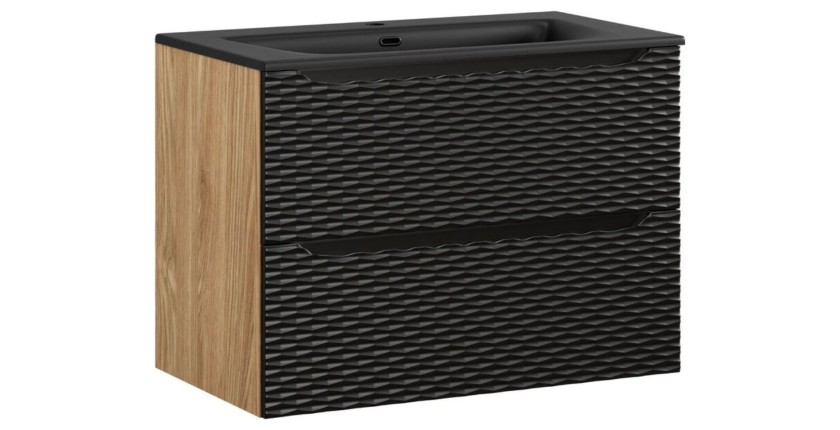 Ensemble meuble sous vasque et vasque encastrée noire collection YOKA noir 80cm