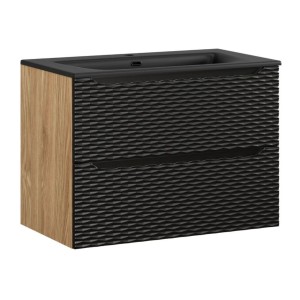 Ensemble meuble sous vasque et vasque encastrée noire collection YOKA noir 80cm