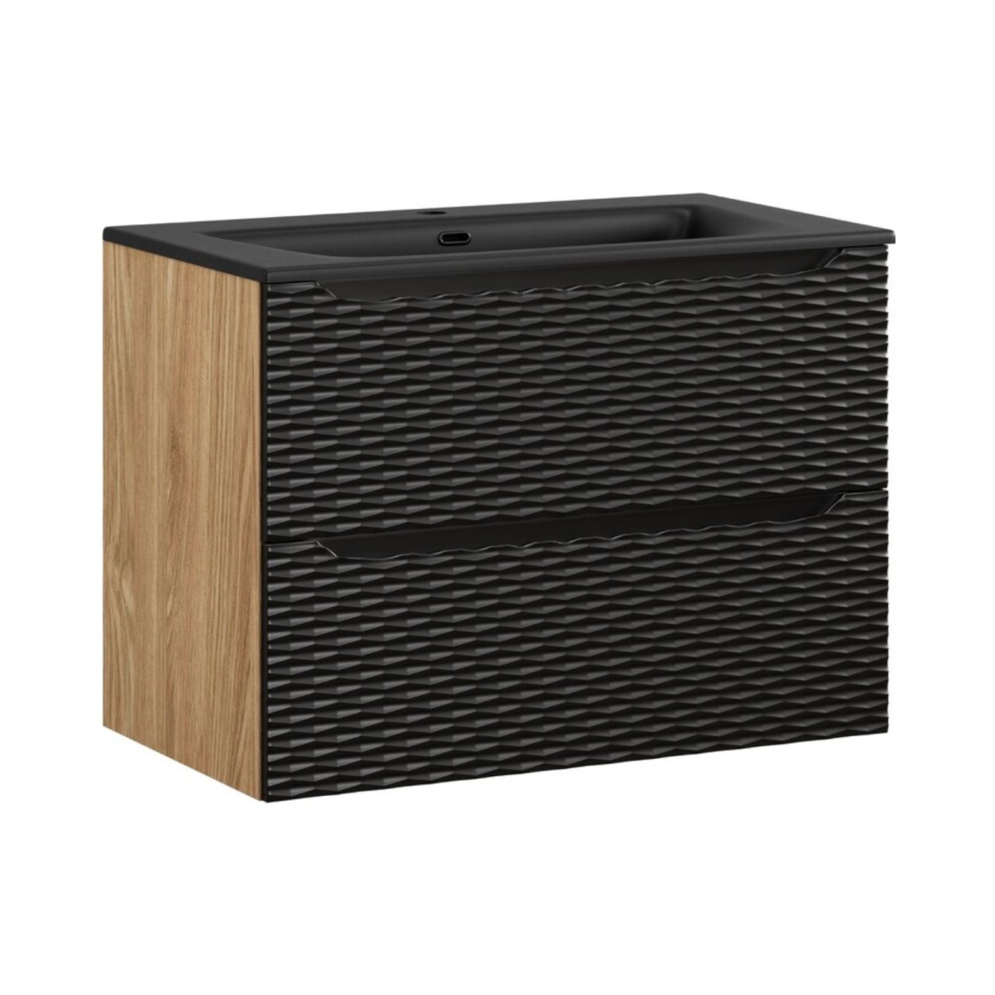 Ensemble meuble sous vasque et vasque encastrée noire collection YOKA noir 80cm