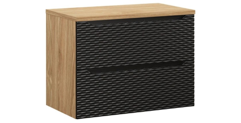 Ensemble meuble sous vasque et plateau, collection YOKA noir, 80cm