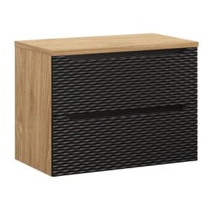 Ensemble meuble sous vasque et plateau, collection YOKA noir, 80cm