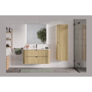 Ensemble meuble sous vasque et vasque encastrée blanche collection KORI 100cm vu de face