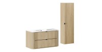 Ensemble meuble sous vasque, vasque encastrée et colonne de rangement KORI