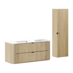 Ensemble meuble sous vasque, vasque encastrée et colonne de rangement KORI