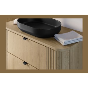 Ensemble meuble sous vasque, plateau et colonne de rangement KORI 100cm vu de haut