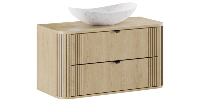 Ensemble meuble sous vasque, plateau et vasque blanche originale KORI 100cm