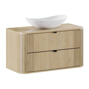 Ensemble meuble sous vasque, plateau et vasque blanche originale KORI 100cm