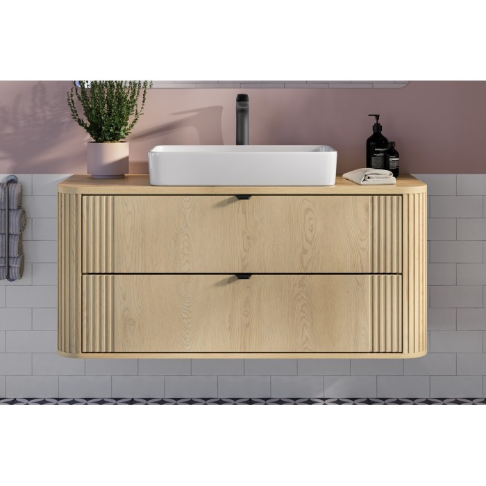 Badezimmer-Set KORI: Waschtischunterschrank 120cm + Waschtischplatte