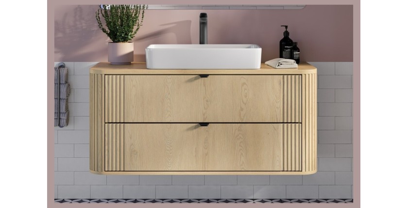 Ensemble meuble sous vasque et plan vasque collection KORI 120cm vu de face