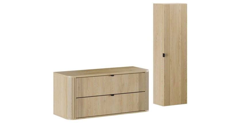 Ensemble meuble sous vasque, plan vasque et colonne de rangement KORI 120cm