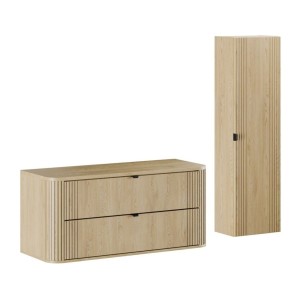 Ensemble meuble sous vasque, plan vasque et colonne de rangement KORI 120cm