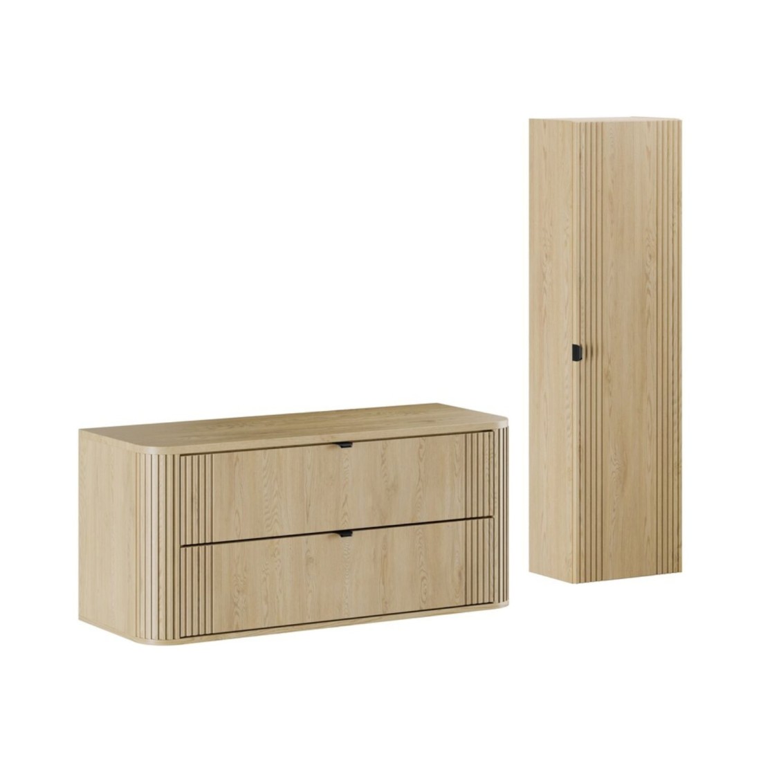 Ensemble meuble sous vasque, plan vasque et colonne de rangement KORI 120cm