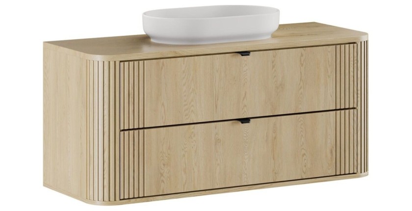 Ensemble meuble sous vasque, plan vasque et vasque à poser blanche collection KORI 120cm