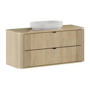 Ensemble meuble sous vasque, plan vasque et vasque à poser blanche collection KORI 120cm