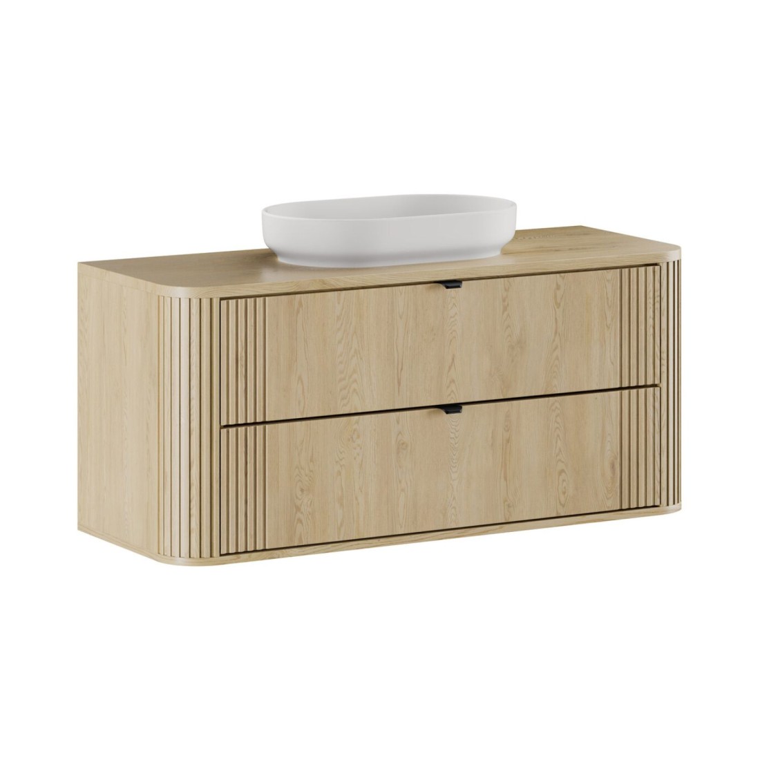 Ensemble meuble sous vasque, plan vasque et vasque à poser blanche collection KORI 120cm