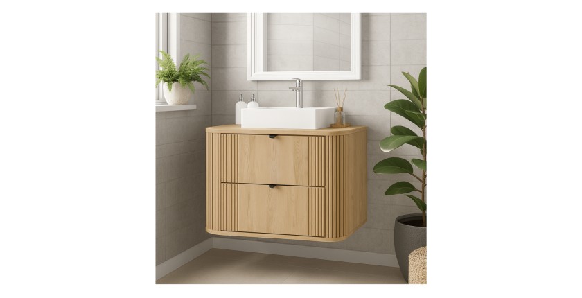 Ensemble meuble sous vasque et plan vasque collection KORI 80cm mis en situation