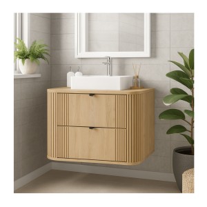 Ensemble meuble sous vasque et plan vasque collection KORI 80cm mis en situation