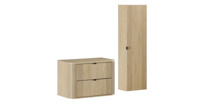 Ensemble meuble sous vasque, plan vasque et colonne de rangement collection KORI