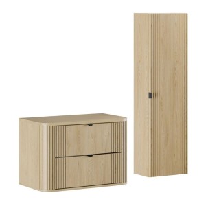 Ensemble meuble sous vasque, plan vasque et colonne de rangement collection KORI