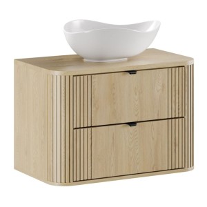 Ensemble meuble sous vasque 80cm, plan vasque et vasque blanche originale à poser KORI