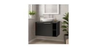 Ensemble meubles sous vasque 80cm VANTA noir mis en situation