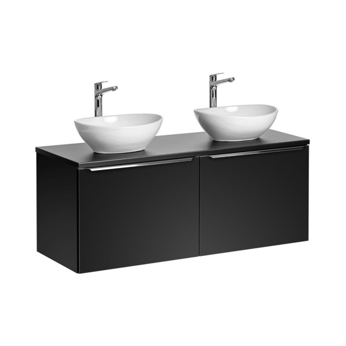 Ensemble meubles sous vasque 120cm et deux vasques blanches à poser VANTA