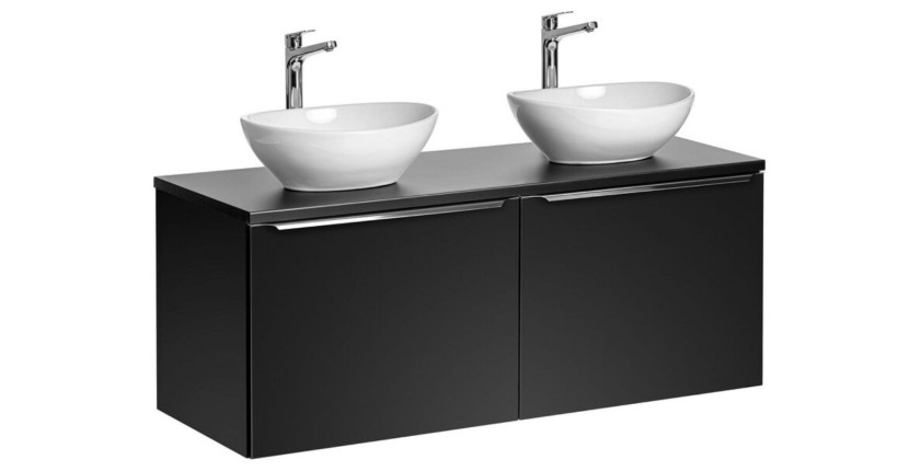 Ensemble meubles sous vasque 120cm et deux vasques blanches à poser VANTA